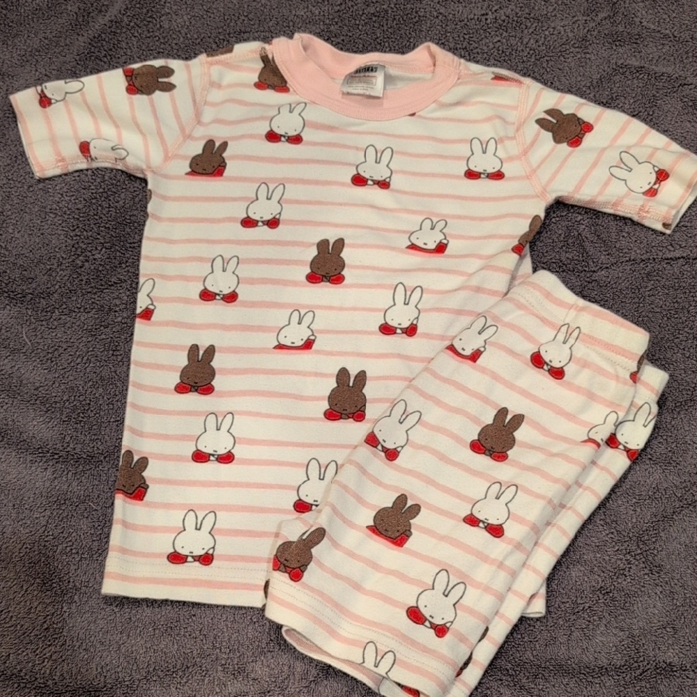 Hanna Andersson Miffy Print Kids Pajamas - Pink and White